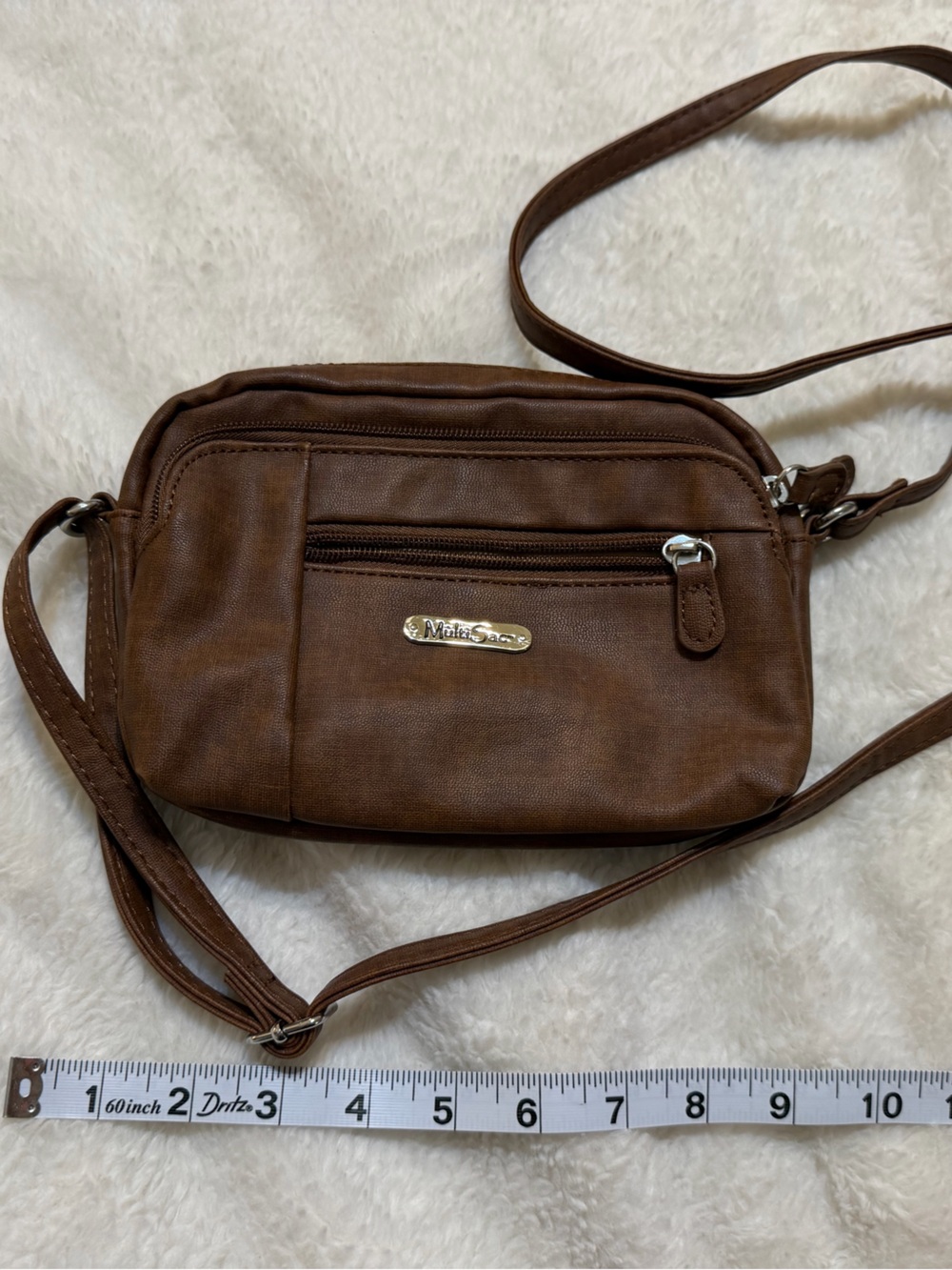 MultiSacs Brown Leatherette Crossbody Messenger Bag